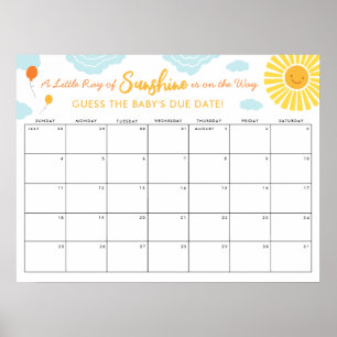 Poster Devinez la date d'échéance du bébé Signer Little R