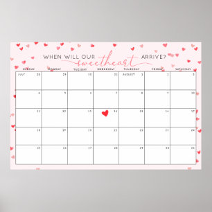 Poster Devinez la date d'échéance Petit Baby shower amour
