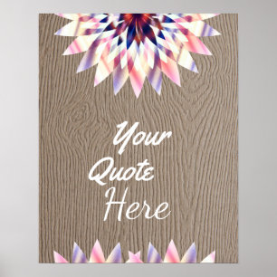 Poster Devis personnalisé Vintage Lotus Flower Wood