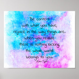 Poster devis zen du bonheur sur turquoise et violet