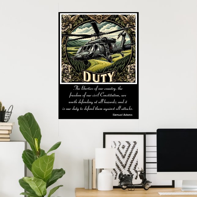 Poster Devoir : Au-dessus des collines verdoyantes (Bureau à domicile)