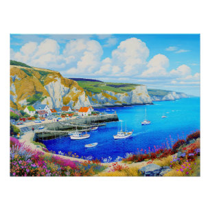 Poster "Devon Harbour Dreamscape" - Un paysage marin angl
