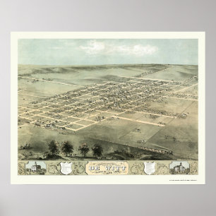 Poster DeWitt, IA Carte panoramique - 1868