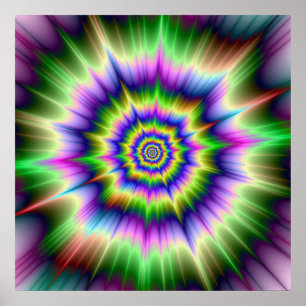 Poster d'explosion bleu vert et jaune