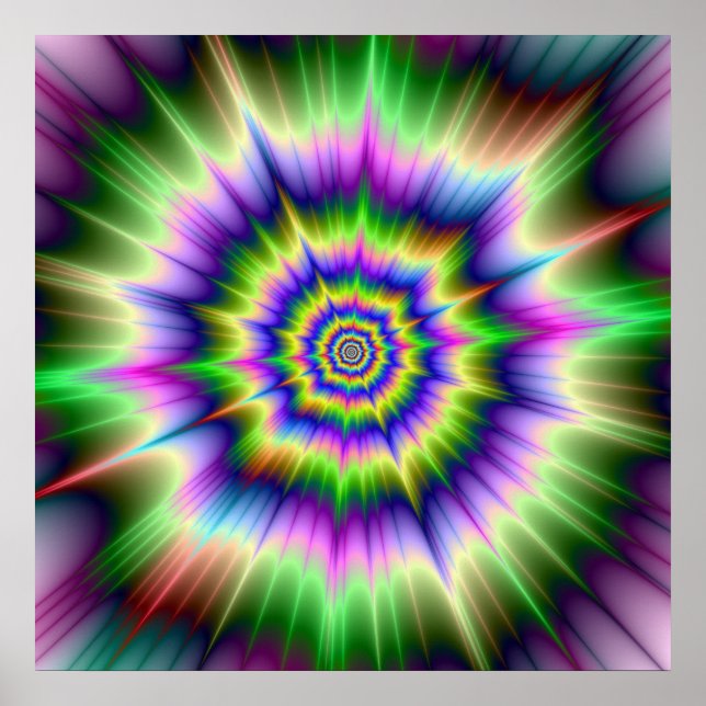 Poster d'explosion bleu vert et jaune (Devant)