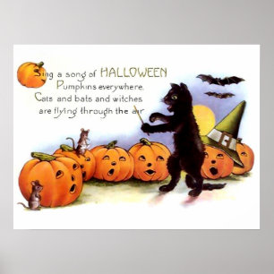 Poster d'Halloween Chat Noir Imprimer