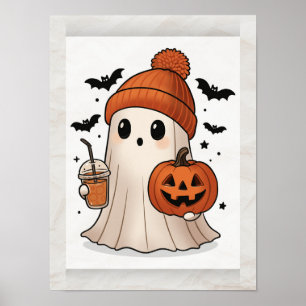 Poster d'Halloween Ghost Kawaii - Mare Wall Art