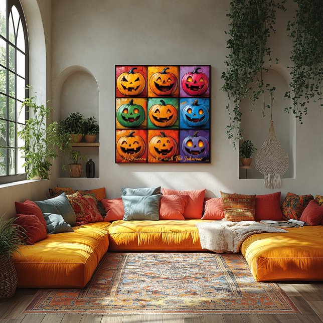 Poster d'Halloween Pop Art Jack-o'-Lantern Grid (Créateur téléchargé)