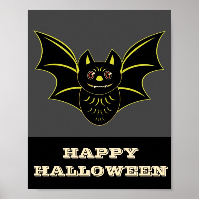 Poster d'Halloween vintage Bat Happy (Devant)