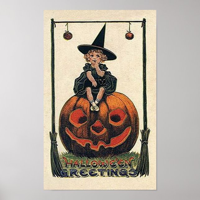 Poster d'Halloween vintage Little Witch (Devant)