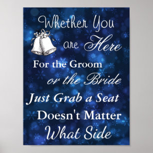 Poster d'hiver de mariage bleu et blanc