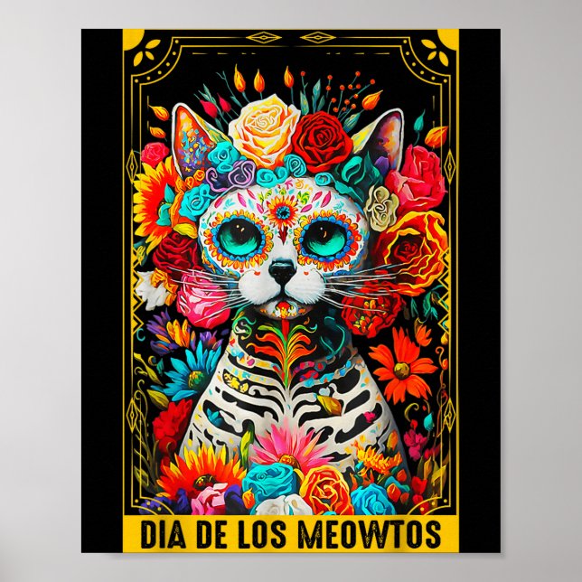Poster Dia De Los Meowtos Sugar Skull Cat Gift  (Devant)