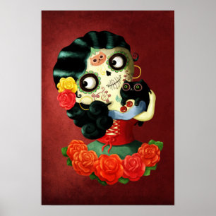 Poster Dia de Los Muertos Lovely Mexicaine Catrina Girl