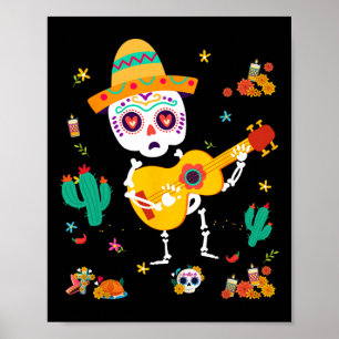 Poster Dia De Los Muertos Mexicain Skeletons Dansons Enfa