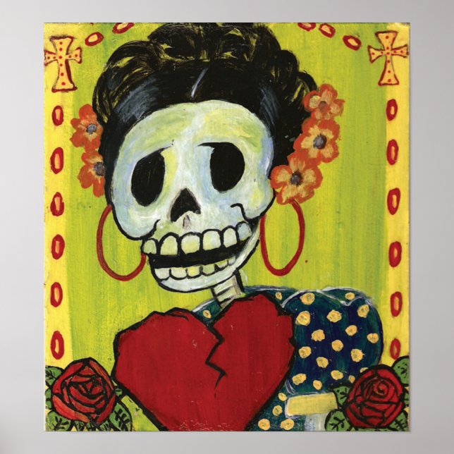 Poster dia de los muertos squelette dame imprimer (Devant)