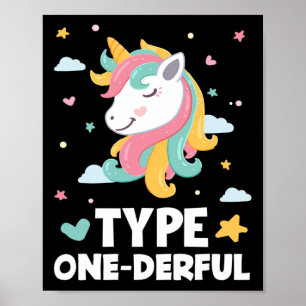 Poster Diabète amusant Type 1 Diabète Type Unico à un seu