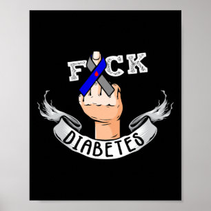 Poster Diabète Bleu Ruban Diabétique Type 1 Sensibilisati