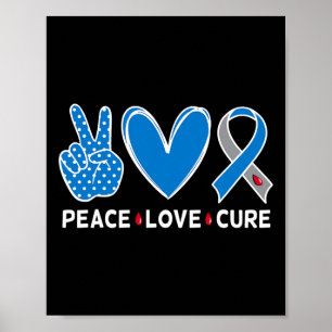 Poster Diabète Guerrier Sensibilisation Blue Peace Love C