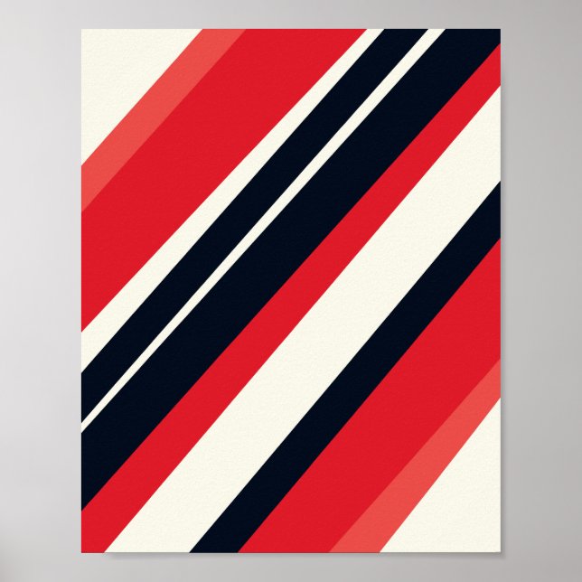 Poster Diagonal Red and Black Stripes on light Beige  (Devant)