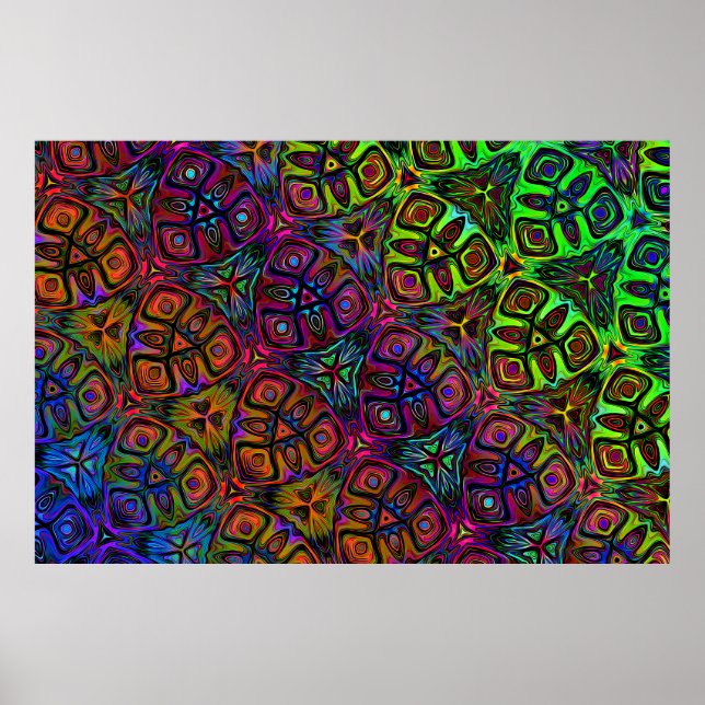 Poster diagonale psychédélique multicolore art abstrait (Devant)