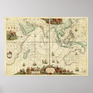 Poster Diagramme 1690 de mer de Dutch East India Company