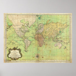 Poster Diagramme 1778 de Bellin ou carte nautique du