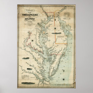 Poster Diagramme 1852 de chesapeake et de baies de