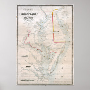 Poster Diagramme 1852 de chesapeake et de baies de
