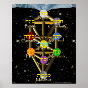 Poster Diagramme Arbre de vie avec hébreu et anglais