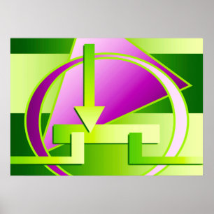 Poster "Diagramme de circuit" imprimé art numérique, vert