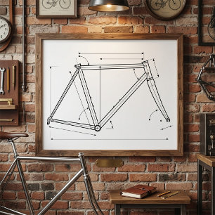 Poster Diagramme de géométrie de cadre de bicyclette