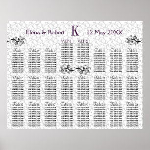 Poster Diagramme de siège de monogramme Damas