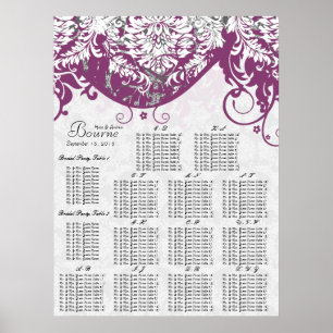 Poster Diagramme de siège pourpre Damas Alphabétique