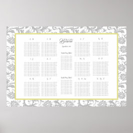 Poster Diagramme de sièges gris et iris jaune alphabétiqu