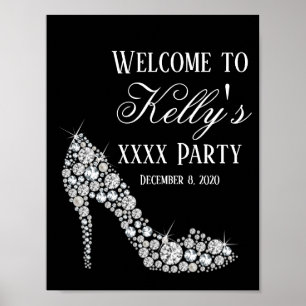 Poster diamant talons hauts parties scintillant élégant p