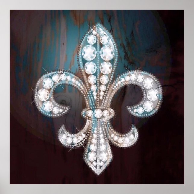 Poster Diamond Fleur de Lis Bois (Devant)