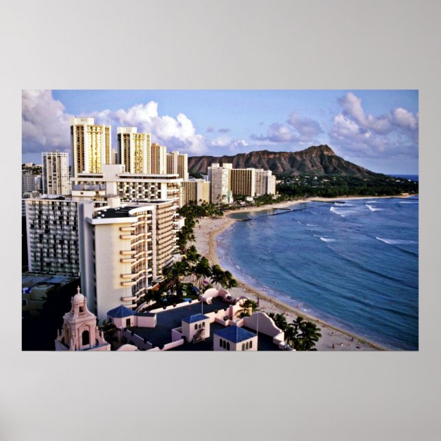 Poster Diamond Head - Waikiki Beach, Oahu (Devant)