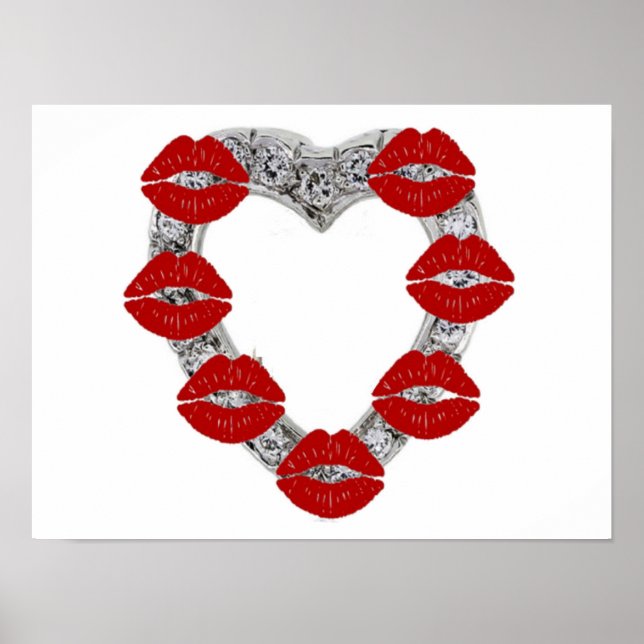 Poster Diamond Herz mit Kisses (Vorne)