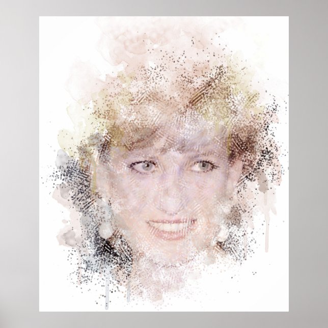 Poster Diana La princesse du peuple Portrait aquarelle (Devant)