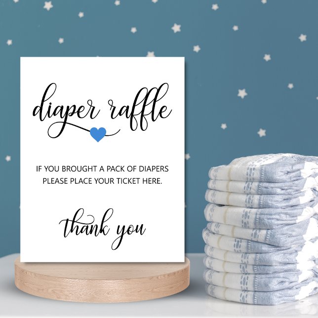 Poster DIAPER RAFFLE Billet SIGNE Baby shower noir blanc (Créateur téléchargé)