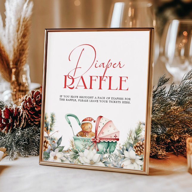 Poster Diaper Raffle Christmas Gingerbread Baby Shower (Créateur téléchargé)