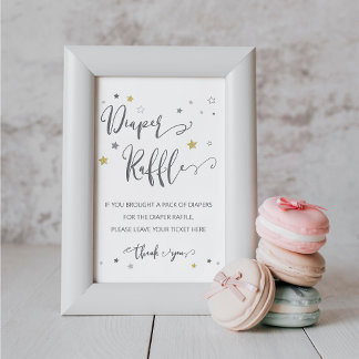 Poster Diaper Raffle SIGNE Baby shower neutre genre