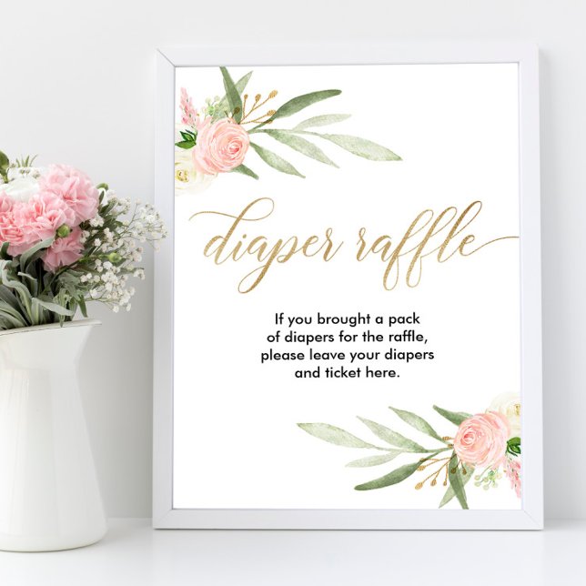 Poster Diaper raffle signe vert rose or élégant (Créateur téléchargé)