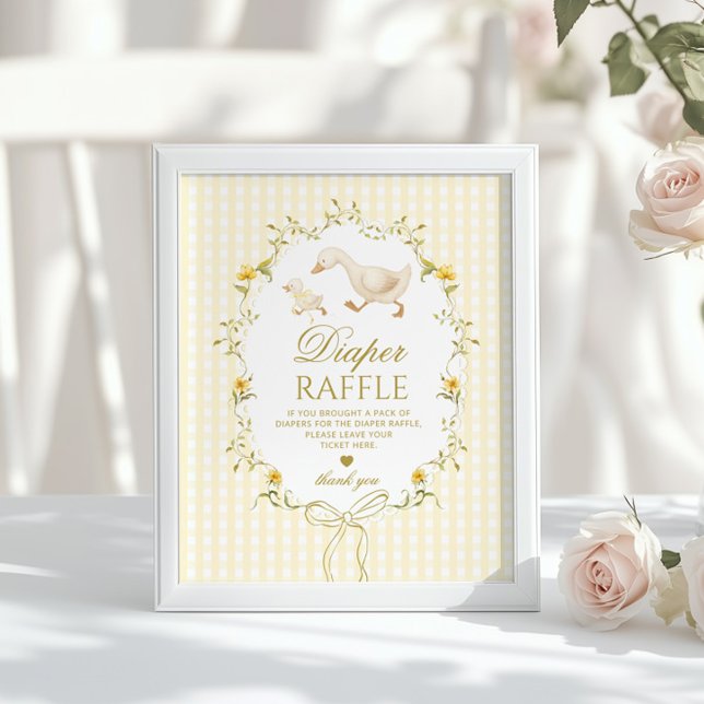 Poster Diaper raffle Silly Goose gender neutral gingham (Créateur téléchargé)