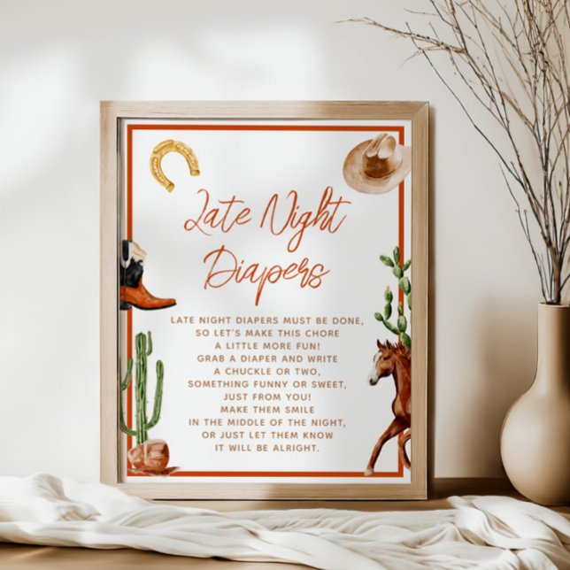 Poster Diapeurs de nuit Baby shower de rodéo occidental (Créateur téléchargé)