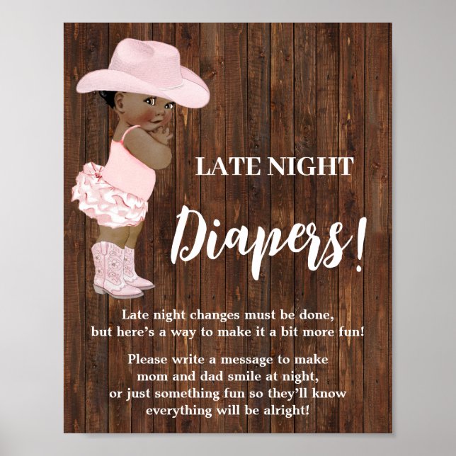 Poster Diapeurs de nuit Game A Cowgirl Baby shower (Devant)