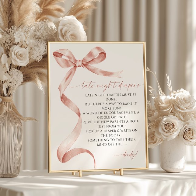Poster Diapeurs de nuit Mocha Bow Baby shower (Créateur téléchargé)