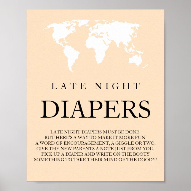Poster Diapeurs de nuit Voyage World Map Baby shower (Devant)