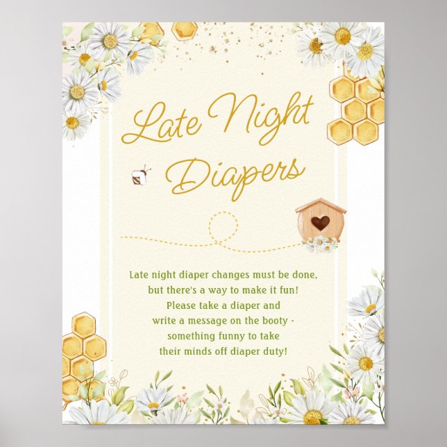 Poster Diapeurs nocturnes pensées Bumblebee Baby shower (Devant)