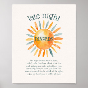 Poster Diapositives de nuit Jeu Baby shower Sun